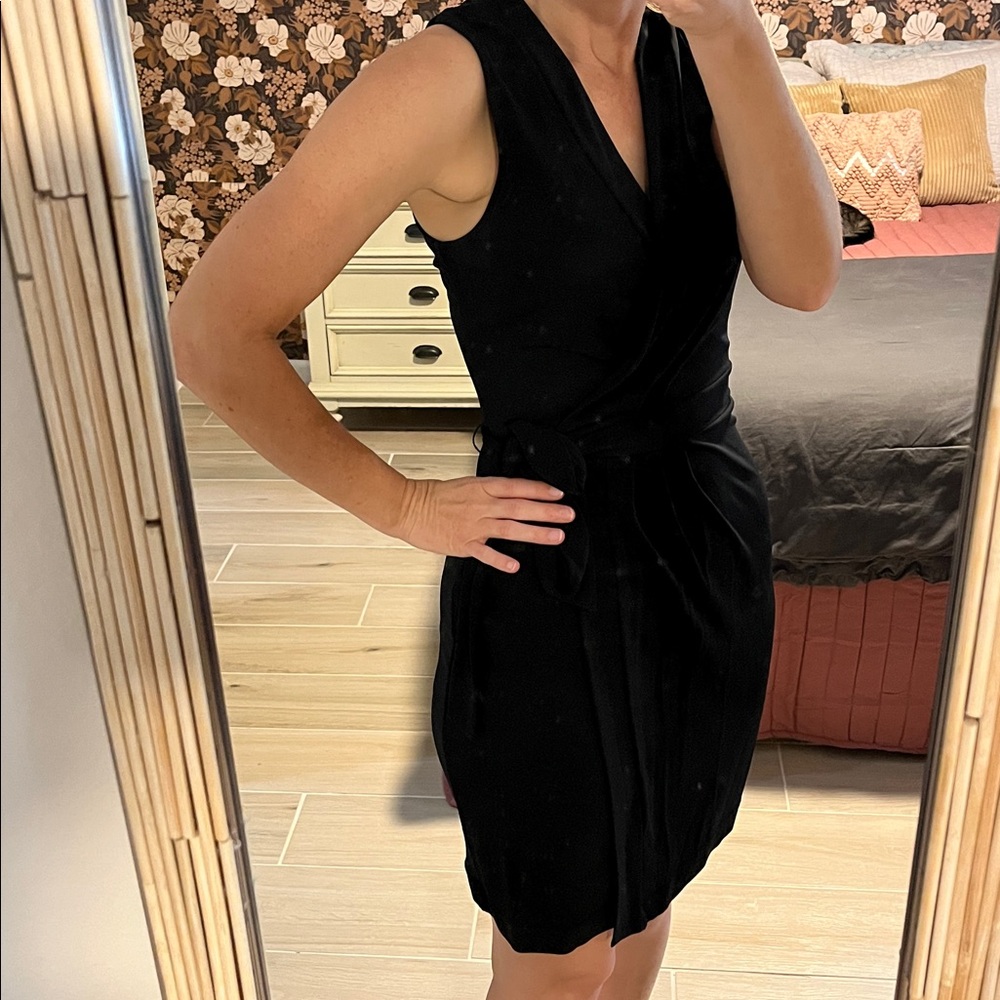 Sleeveless Black Wrap Dress - Classic Women's Dress